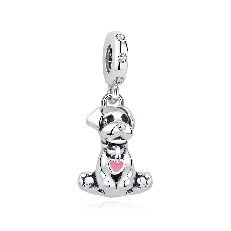 Original 925 en argent Sterling breloque perle amour chien chat patte Panda luciole pendentif breloques idéal pour bracelet colliers femmes bijoux