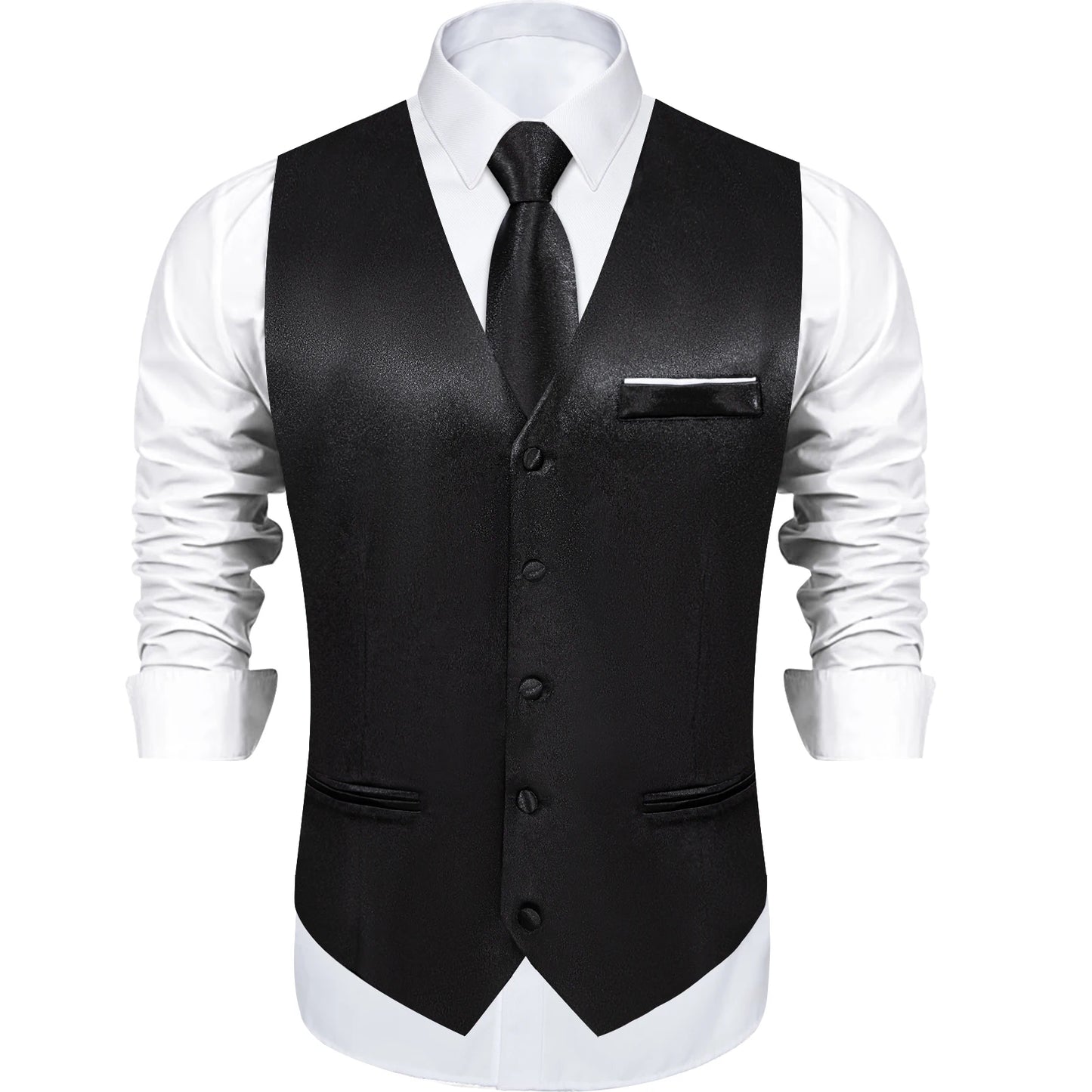 Costume en Satin solide, ensemble gilet et cravate, noir, blanc, bleu, rouge, smoking de mariage pour hommes, gilets d'affaires de luxe, bal de promo, veste sociale sans manches