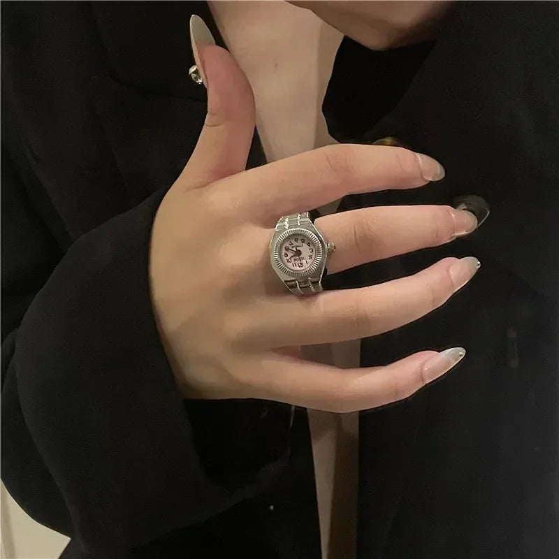 Montre de doigt punk vintage pour hommes et femmes, mini bracelet élastique,