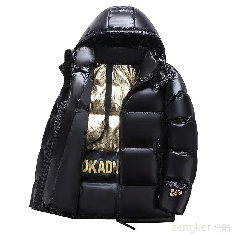 Hiver grande taille manteau hommes court épaissi chaud visage brillant grande taille noir or mode manteau décontracté 190kg 12xl vestes pour hommes