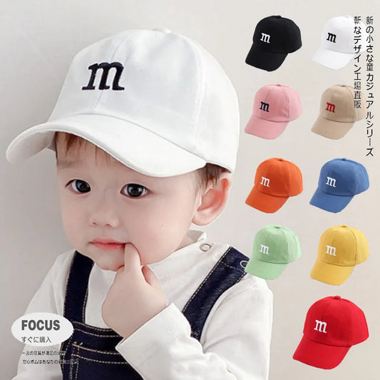 Casquette de baseball brodée lettre M pour enfants, chapeau de soleil pour bébé, casquettes à visière pour tout-petits, printemps, été, fille, garçon