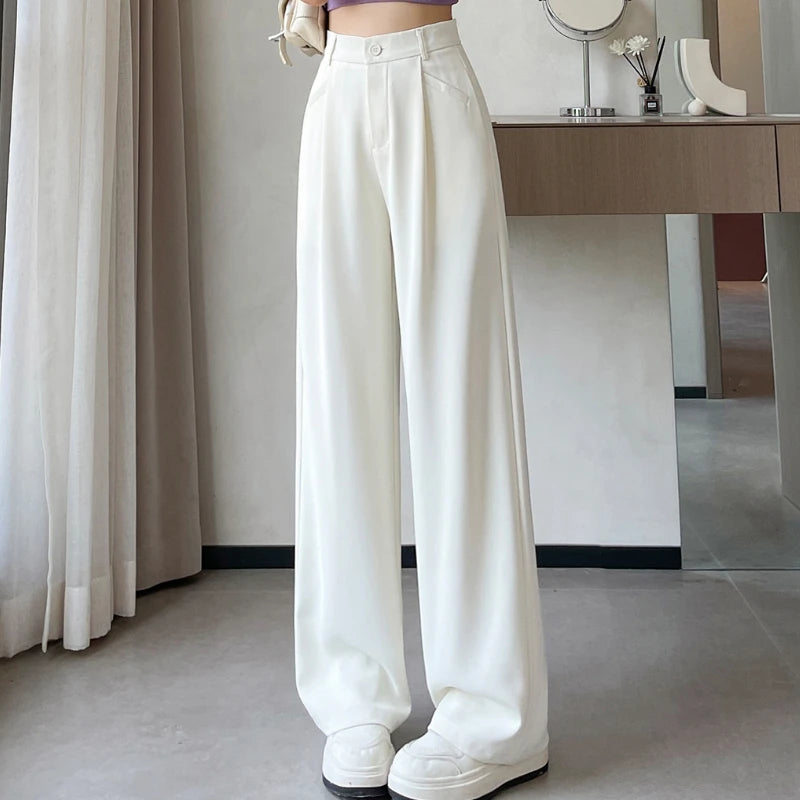 Pantalon de costume violet à jambes larges pour femmes, taille haute, ample, droit, décontracté, Slim Fit, nouvelle collection printemps été 2025