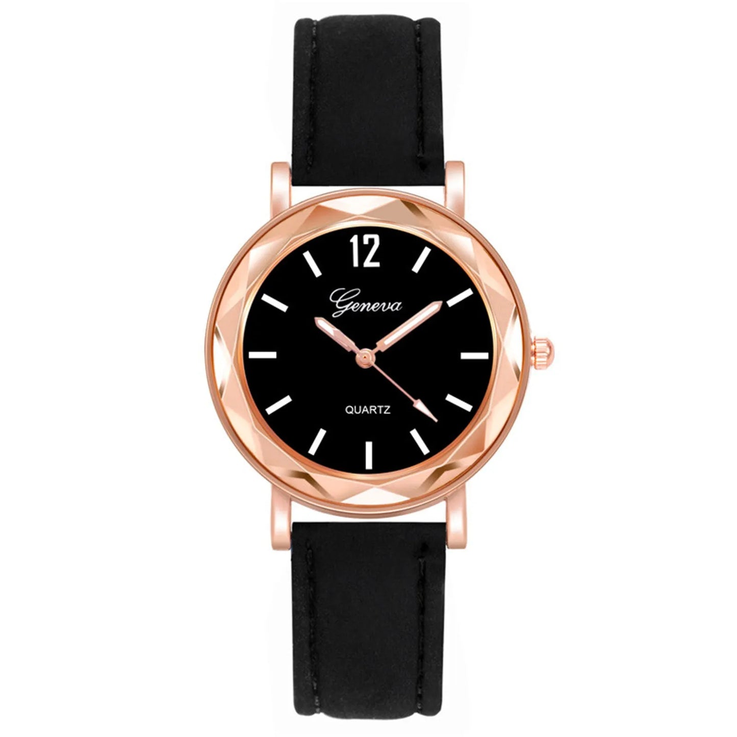 Montre à Quartz décontractée, bracelet en cuir, strass,