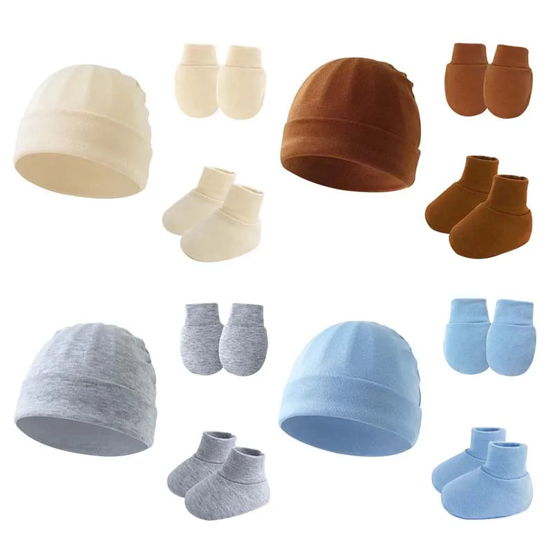 Ensemble bonnets et chaussettes en coton pour nouveau-né, bonnet coupe-vent, bonnet chaud, bonnet turban solide, bonnets désossés pour bébé, 0-6M, printemps et automne