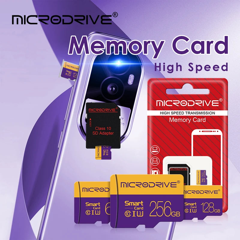 Carte mémoire micro TF haute vitesse, carte SD, 128 Go, 256 Go, classe 10, 4 Go, 8 Go, 16 Go, 32 Go, V10, carte TF pour smartphones, appareil photo et haut-parleurs