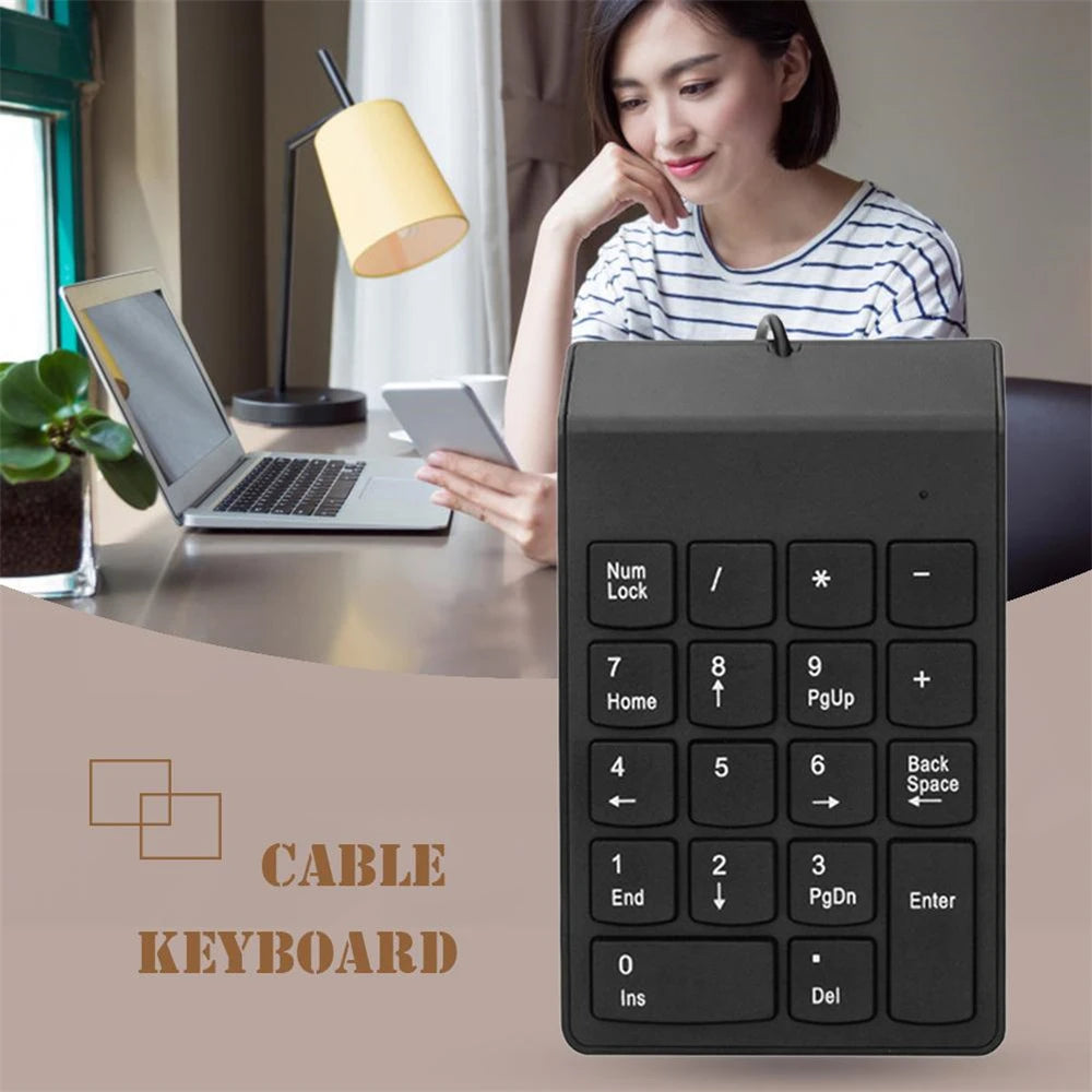 Mini clavier numérique filaire USB sans fil, pavé numérique pour la comptabilité, caissier bancaire, ordinateur portable, ordinateur portable, tablettes, 18 prédire