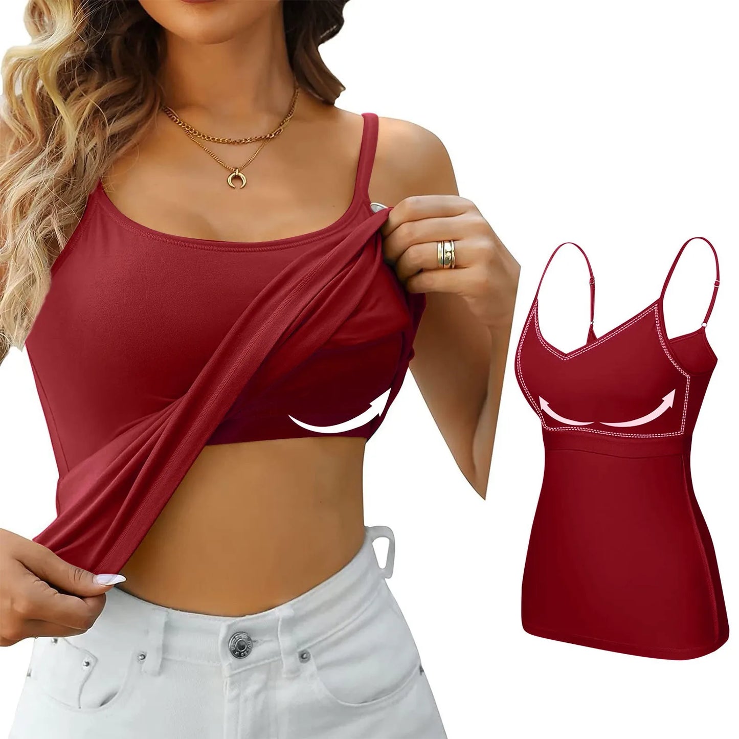 Sous-vêtements pour femmes avec bas et coussinet de poitrine, sans anneau en acier, Sexy, surdimensionné, couleur unie, Camisole polyvalente pour quatre saisons