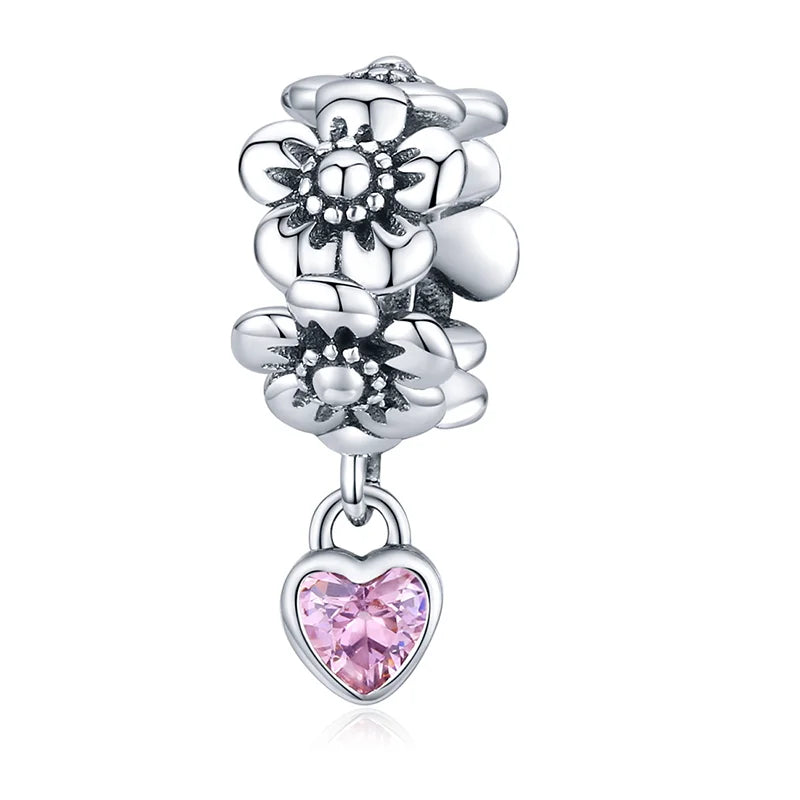 WOSTU 100% 925 argent Sterling rose Zircon cristal perles creux sculpté breloque pour la fabrication de bijoux ajustement Original Bracelet pendentif
