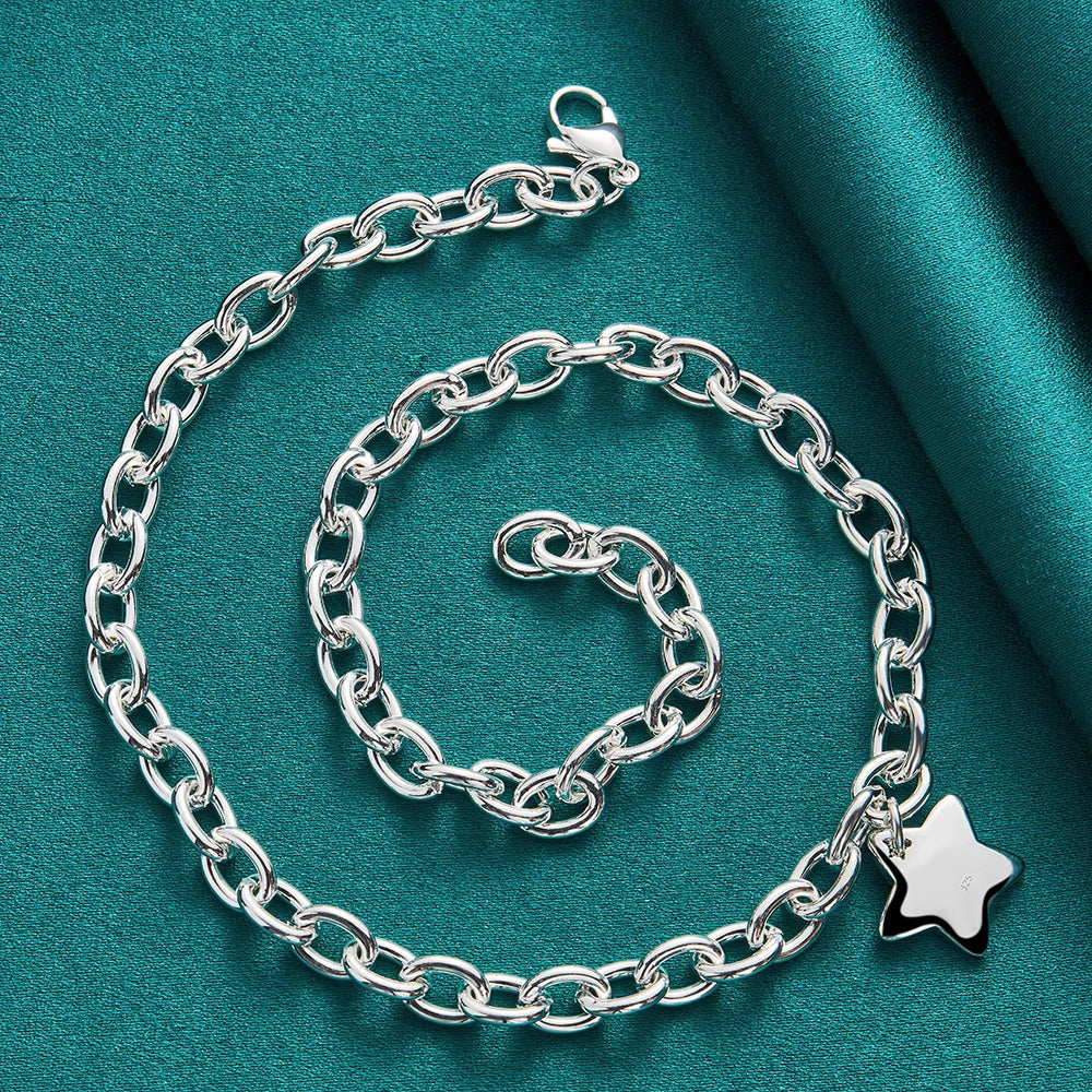DOTEFFIL 925 pendentif étoile en argent Sterling 18 pouces chaîne collier pour femme mariage fiançailles bijoux de mode