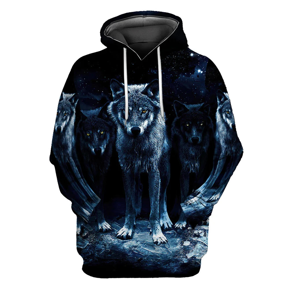 Sweat à capuche Animal Wolf imprimé en 3D pour hommes, sweat à capuche décontracté, vêtements à la mode, quatre saisons, nouveau, 2024