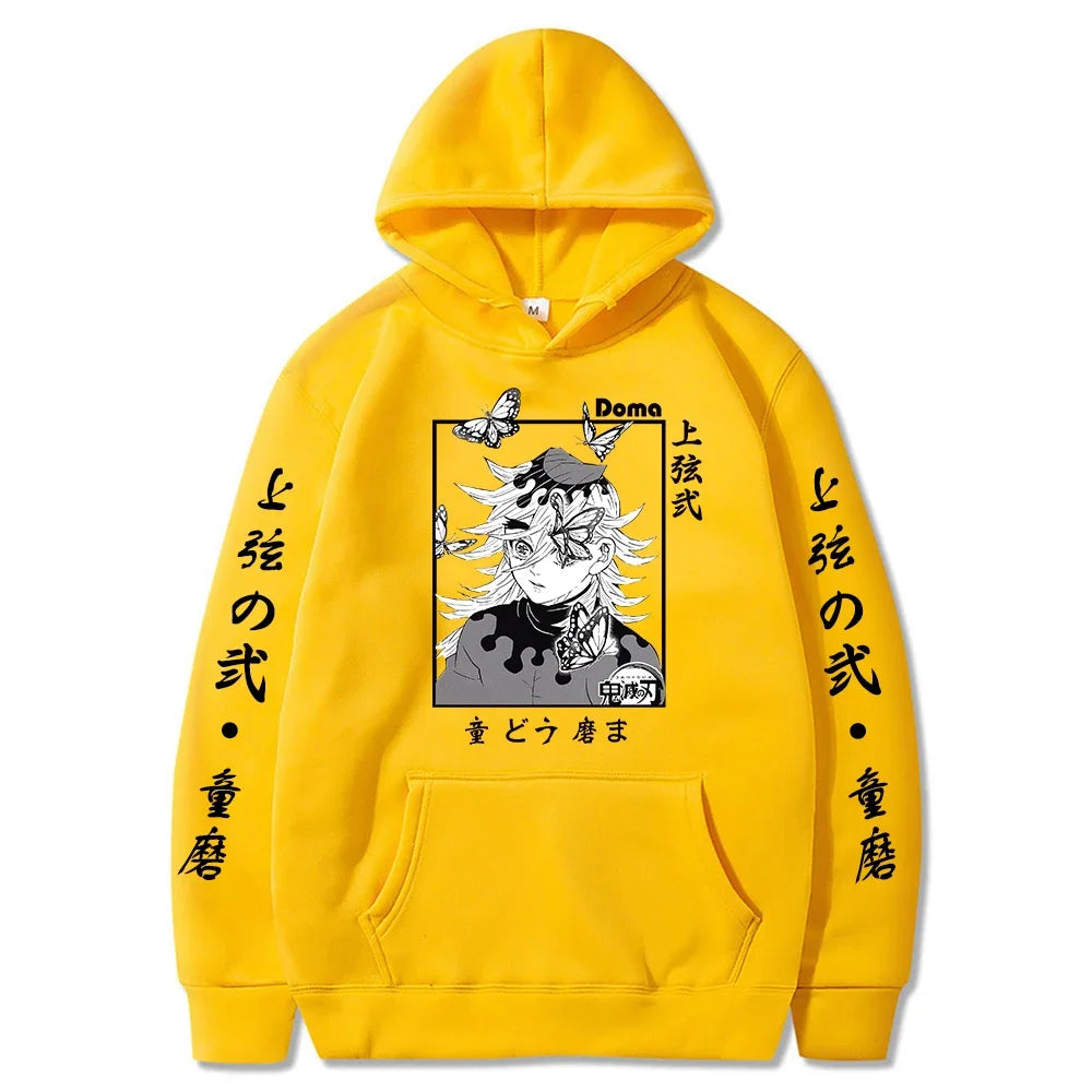 Sweat à capuche pour hommes et femmes, imprimé graphique Douma, décontracté, ample, Harajuku, unisexe, automne, chaud, tendance, Anime Demon Slayer