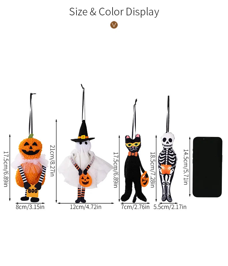 Pendentif décoratif suspendu pour Halloween, citrouille, chat noir, fantôme, crâne, ornement pour fête, jour des morts, décoration d'halloween pour la maison