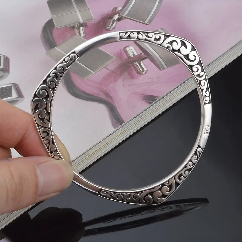 Nouveauté 925 Bracelets tibétains en argent Sterling femmes manchette Bracelet Bracelet offre spéciale de luxe avec timbre bijoux