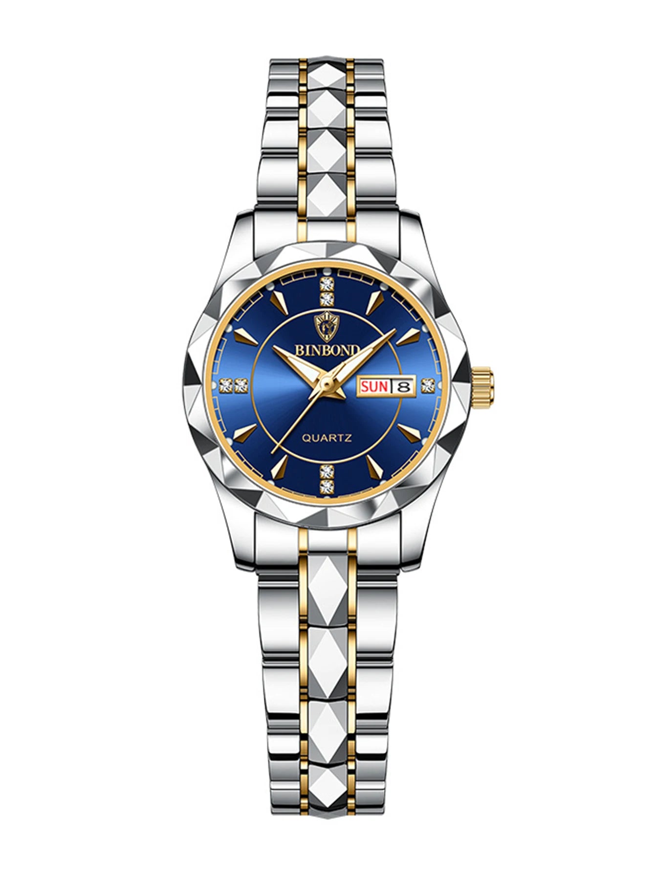 BINBOND montres en acier inoxydable montre à Quartz étanche lumineux Date