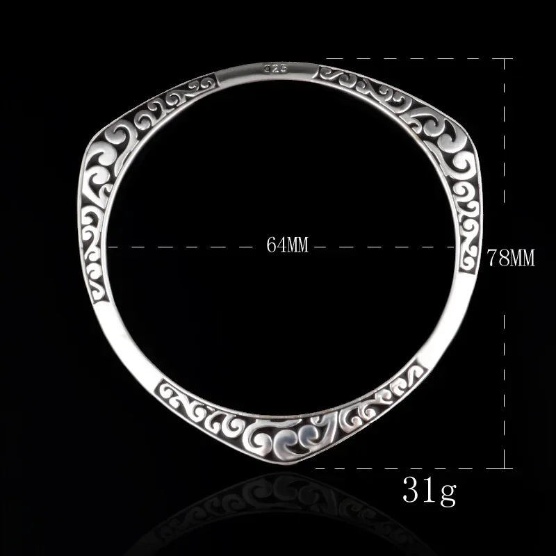 Nouveauté 925 Bracelets tibétains en argent Sterling femmes manchette Bracelet Bracelet offre spéciale de luxe avec timbre bijoux