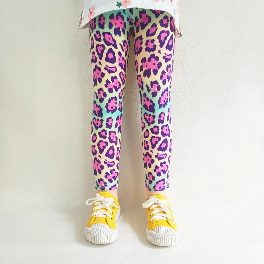 Leggings doux pour filles, pantalons pour enfants, imprimé de fleurs, slim, élastique, crayon
