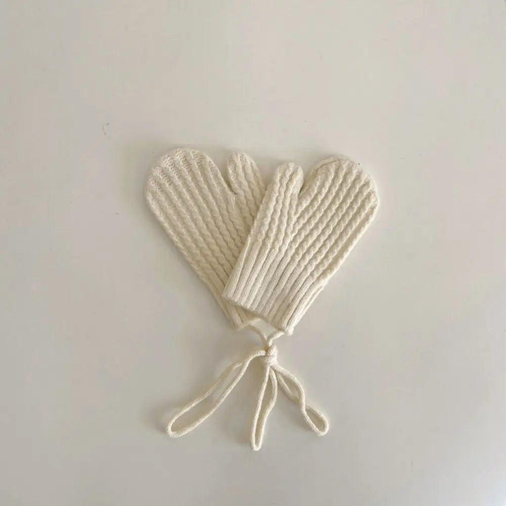 Gants en tricot résistants au froid pour enfants, mitaines chaudes, gants à laçage décontractés, document solide, automne, hiver, nouveau