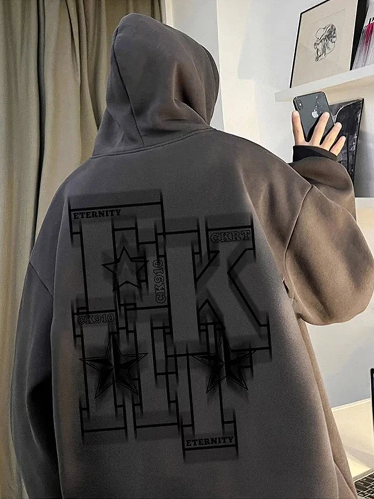 Automne polaire surdimensionné sweats à capuche pour hommes Hip Hop lettre imprimé sweats à capuche 2025 nouveau Y2K Streetwear pull à capuche