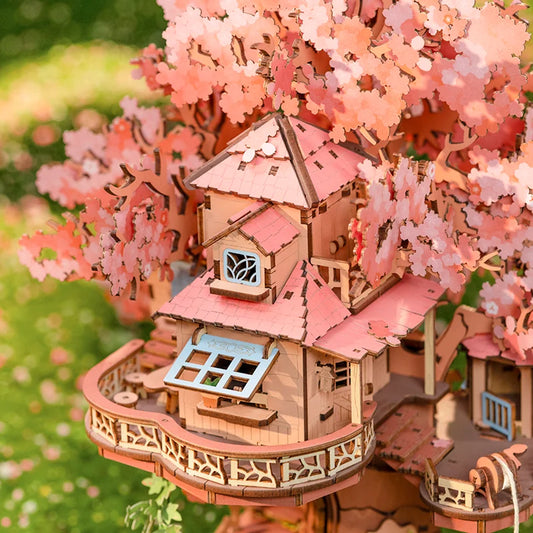 Robotime Rolife Sakura maison d'arbre Puzzles 3D bricolage modèle jouet de construction Kits d'artisanat en bois passe-temps pour enfants casse-tête cadeau