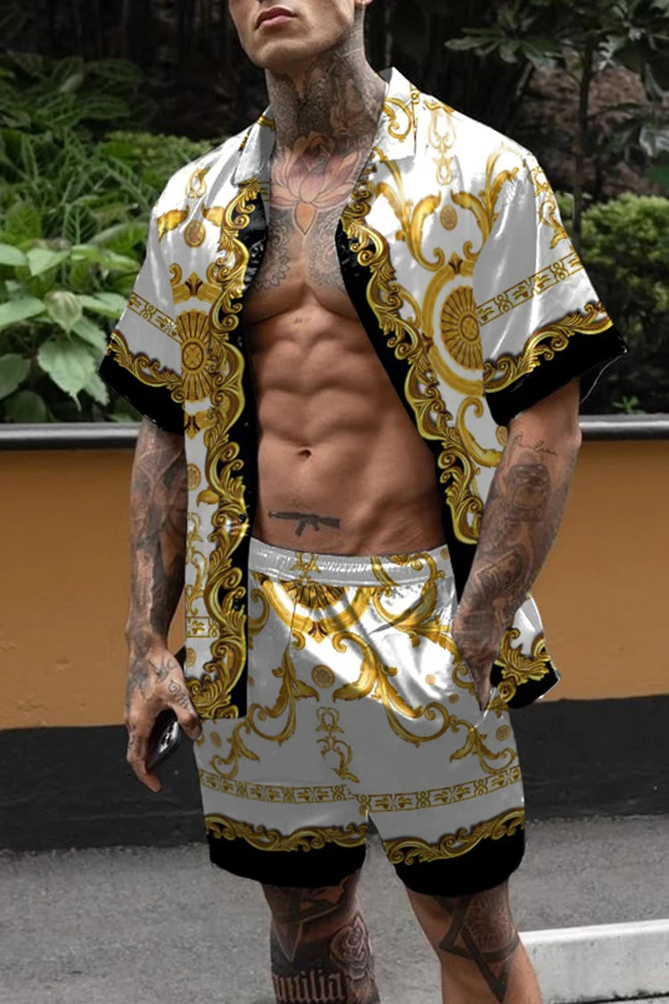Ensemble hawaïen chaud hommes impression ensemble à manches courtes été décontracté chemise florale plage deux pièces costume bouton nouvelle mode hommes ensembles 