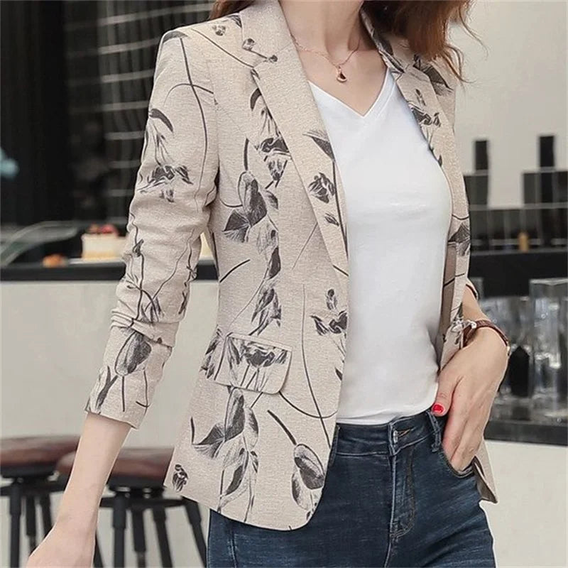 2023 printemps automne femmes nouveau imprimé petit costume veste femme à manches longues mince court rétro manteau dames petit parfumé haut Blazer