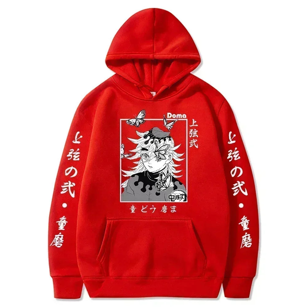 Sweat à capuche pour hommes et femmes, imprimé graphique Douma, décontracté, ample, Harajuku, unisexe, automne, chaud, tendance, Anime Demon Slayer