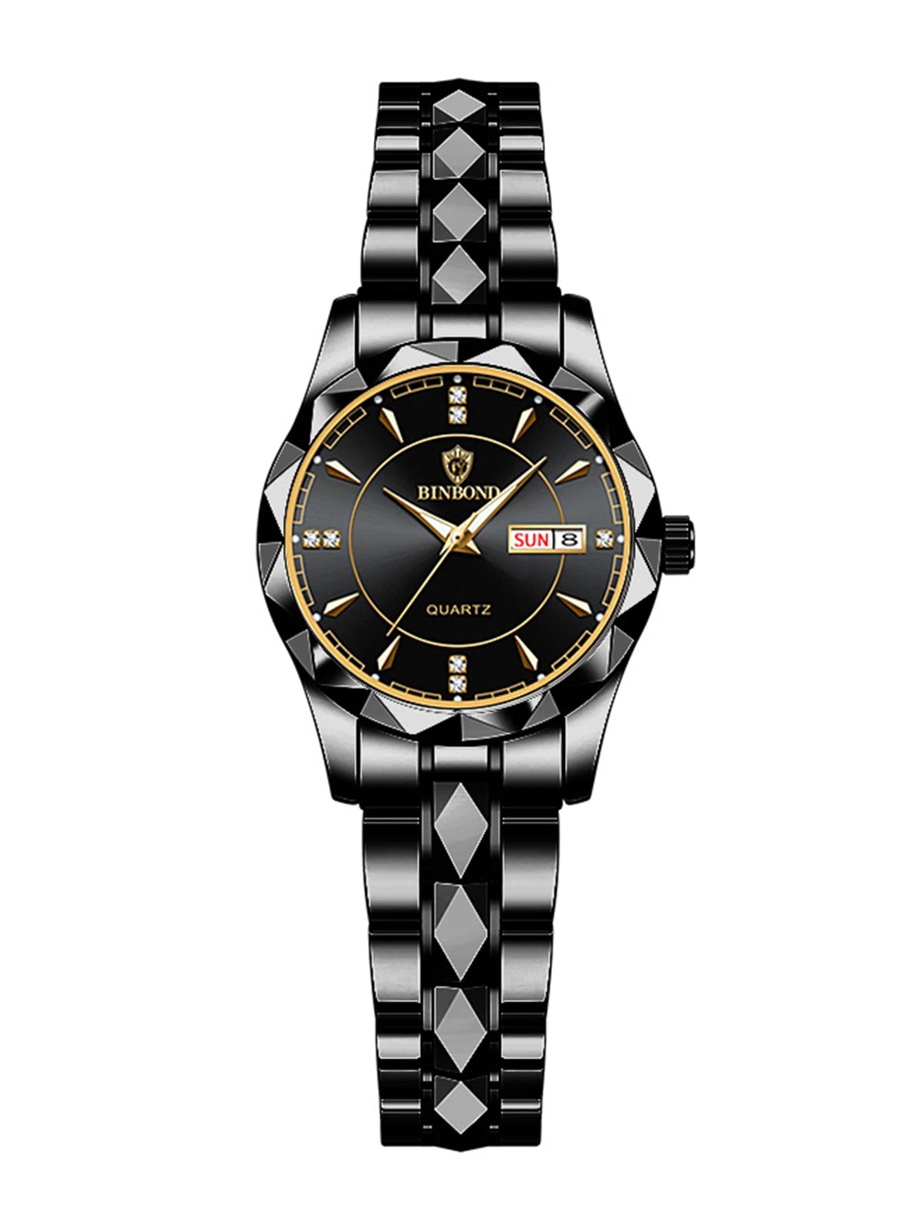 BINBOND montres en acier inoxydable montre à Quartz étanche lumineux Date