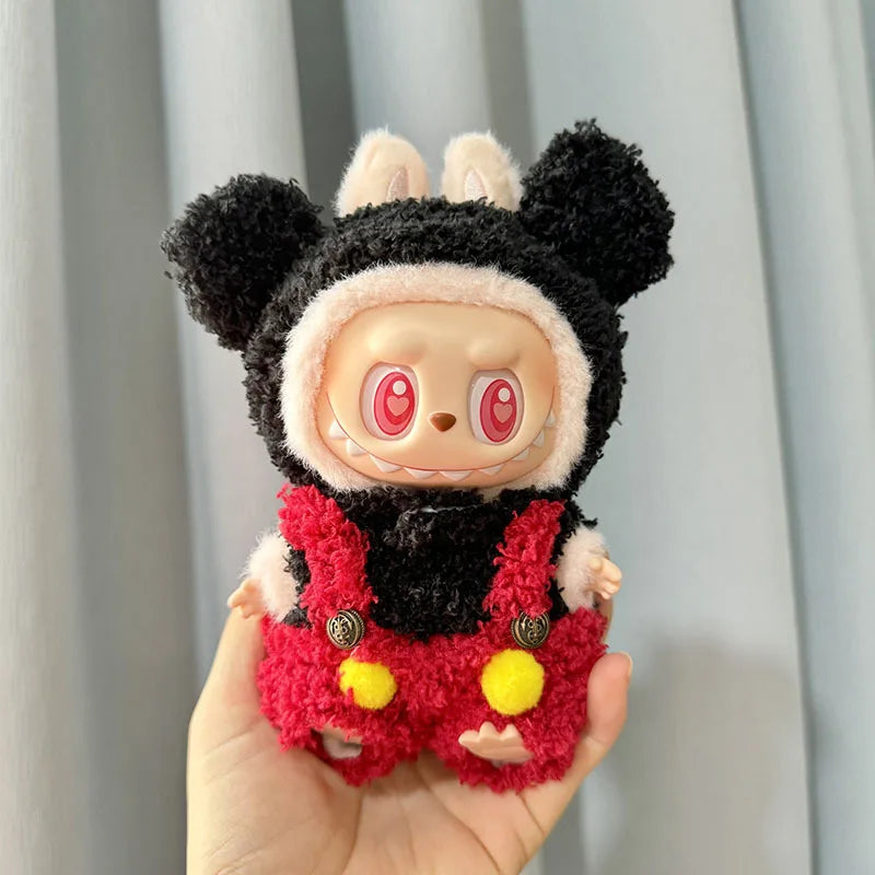 Boîte aveugle de deuxième génération LabubuBU vêtements pendentif visage en vinyle LABUBU série de fête assise vêtements de bébé mignons boîte aveugle jouets