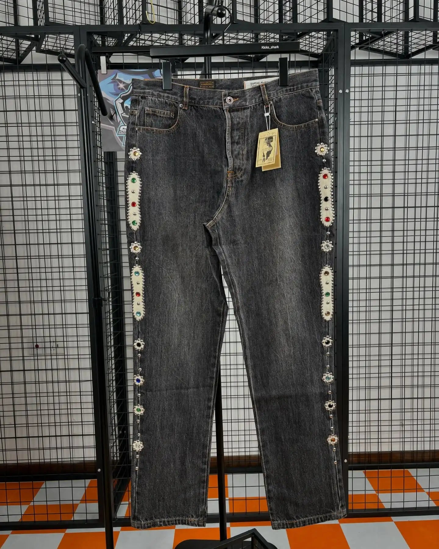 Streetwear Vintage bijou strass jean Y2K vêtements hommes femmes Hip Hop lavé Baggy jean taille basse pantalon à jambes larges