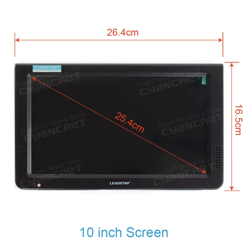 LEADSTAR D10 10 inch HD Portable TV DVB-T2 TDT DTT Digital & Analog Mini Small Car Television Support USB SD MP4 H.265 AC3