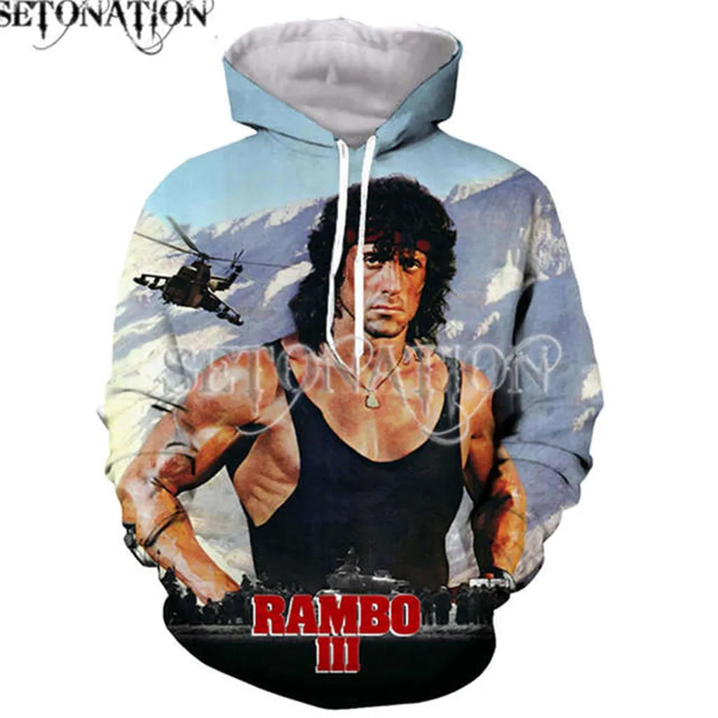Rambo-Sweat à Capuche et Pantalon pour Homme et Femme, Nouvelle Mode, Impression 3D, Chemise de Protection, Survêtement, Livraison Directe
