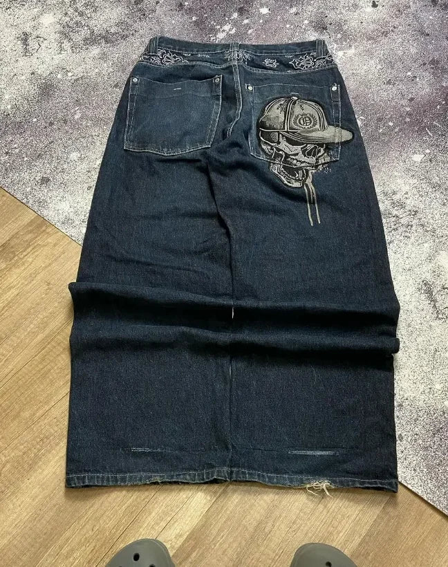 Jean en denim ample à jambes larges, style de rue, rétro, chaîne de bonbons imprimée neutre, nouveau couple, pantalon ample taille basse, printemps et été