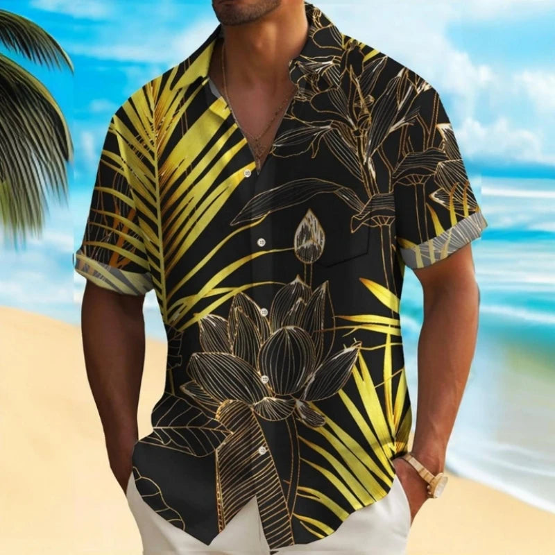 Chemises hawaïennes à imprimé floral 3D pour hommes, chemise d'été, chemises à manches courtes, vêtements décontractés pour hommes, été, 2024