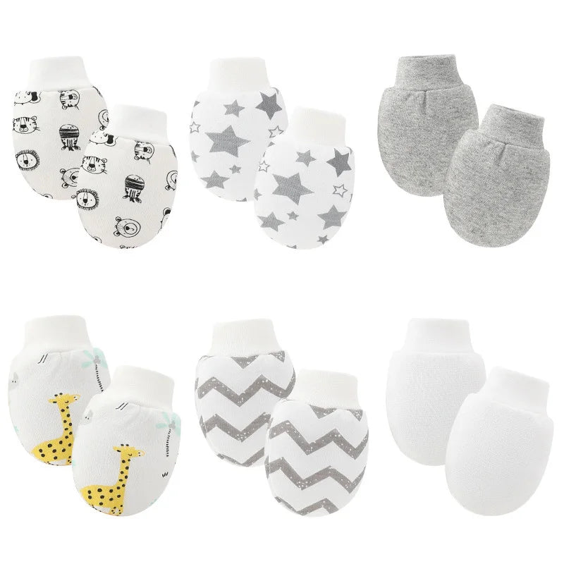 Gants de Protection pour nouveau-né, 6 paires/lot, mitaines pour bébé garçon, en coton doux, anti-rayures, imprimés de dessins animés, fournitures pour nourrissons filles