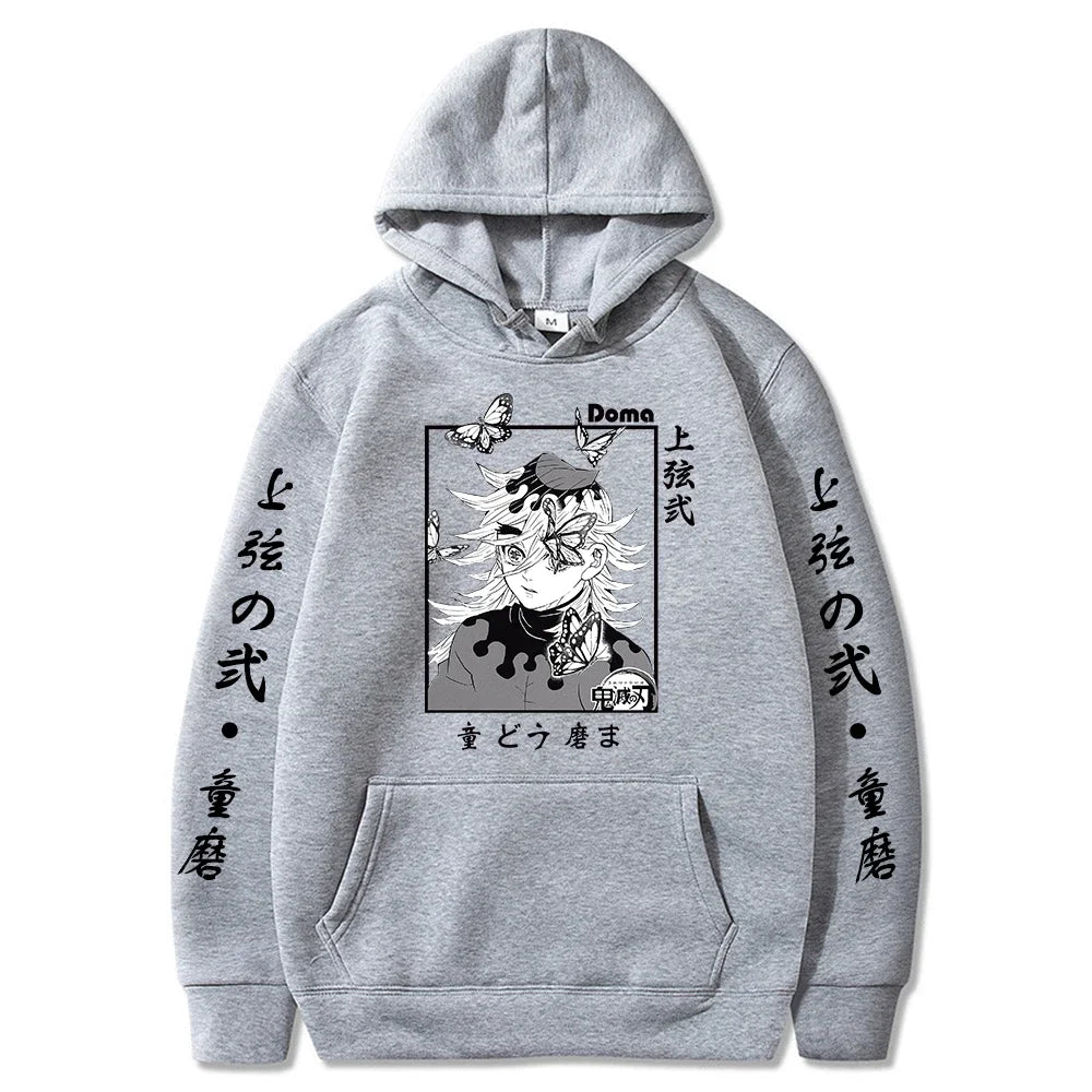 Sweat à capuche pour hommes et femmes, imprimé graphique Douma, décontracté, ample, Harajuku, unisexe, automne, chaud, tendance, Anime Demon Slayer