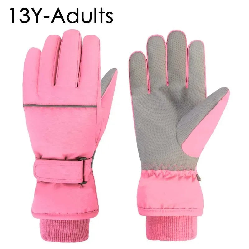 Gants de Ski imperméables pour enfants et adultes, épais, pour Snowboard, doublure polaire d'extérieur, gants d'hiver pour la famille, pour garçons et filles