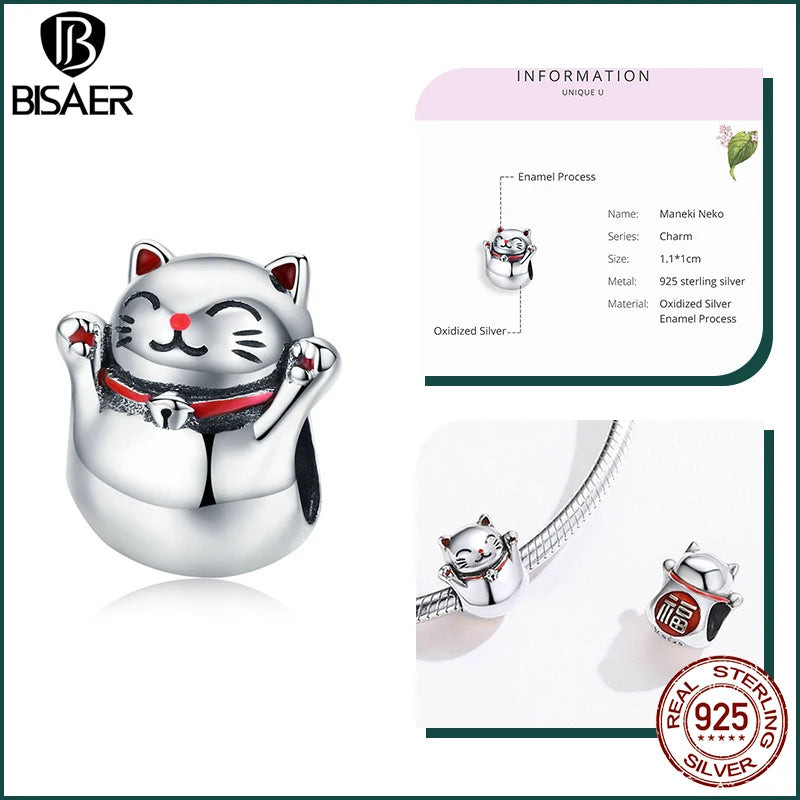 BISAER 925 en argent Sterling mignon chien breloque perle teckel animal de compagnie pendentif platine plaqué ajustement femmes Bracelet à bricoler soi-même bijoux fins