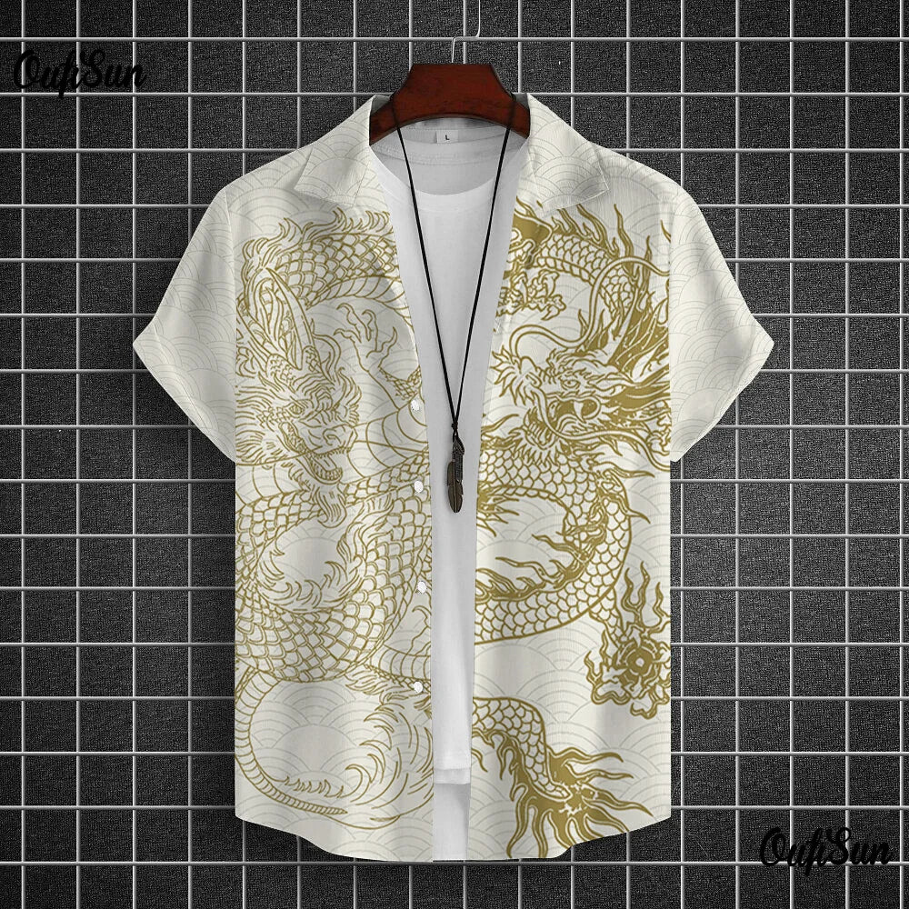 Chemises à manches courtes pour hommes, vêtements graphiques Y-Dragon, chemises 3D, streetwear décontracté, mode, été, déclin, chemisier masculin, 2024