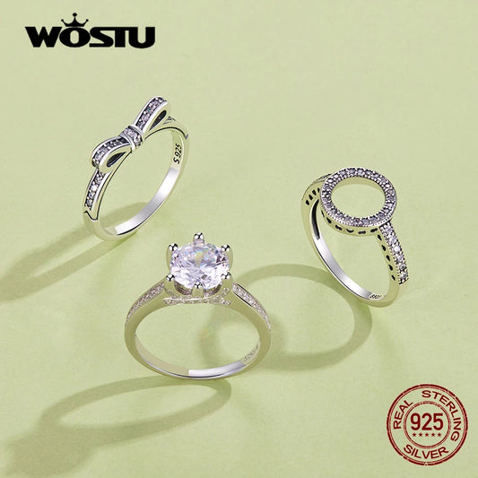 WOSTU 2019 grosses soldes argent Sterling réel 925 anneaux de doigts de cercle chanceux pour les femmes bijoux de mode cadeau livraison directe CQR041