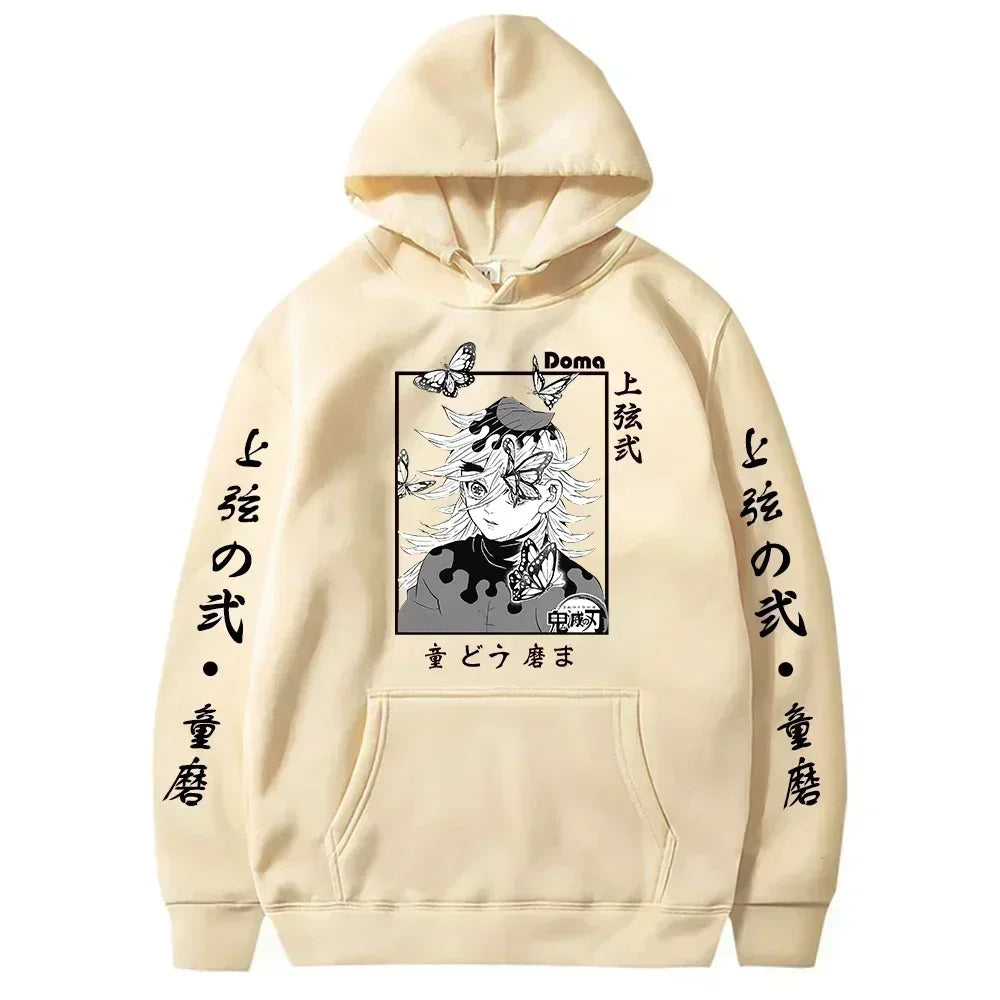 Sweat à capuche pour hommes et femmes, imprimé graphique Douma, décontracté, ample, Harajuku, unisexe, automne, chaud, tendance, Anime Demon Slayer