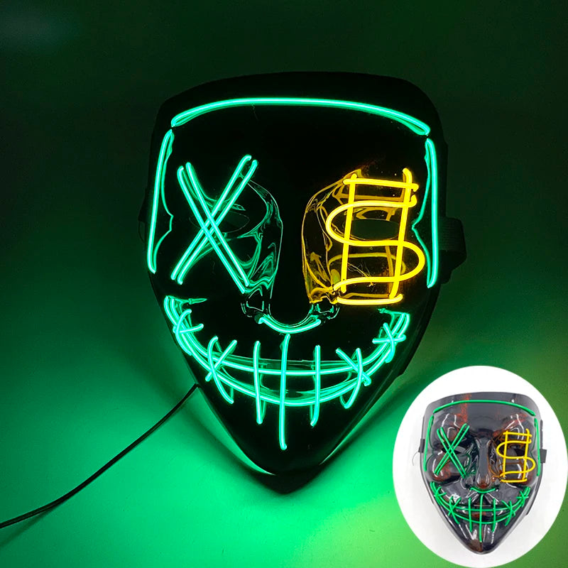 Masque de Purge d'Horreur Brcorporelle à LED, Complet au Néon, pour Cosplay, Fournitures de ixde Bar, Thème du Film d'Halloween