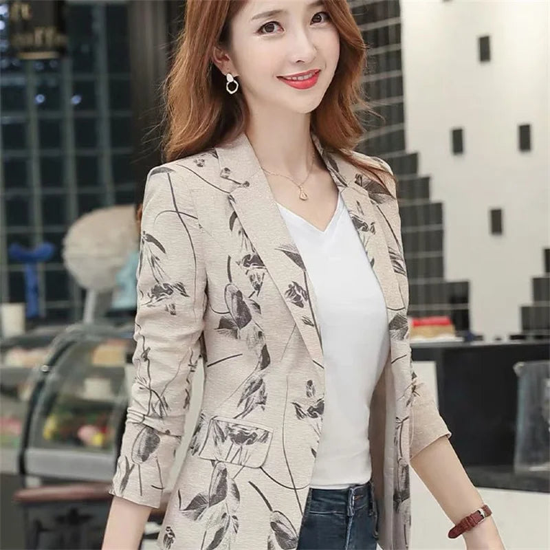 2023 printemps automne femmes nouveau imprimé petit costume veste femme à manches longues mince court rétro manteau dames petit parfumé haut Blazer
