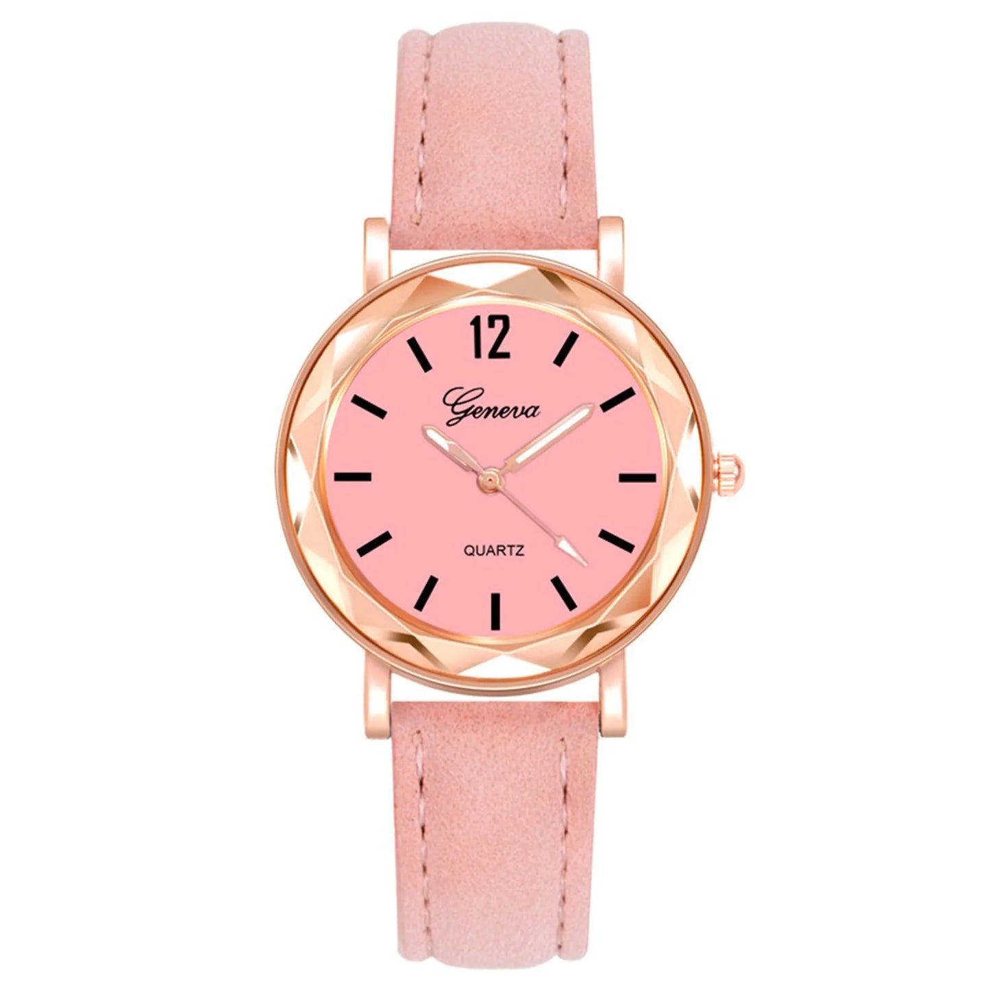 Montre à Quartz décontractée, bracelet en cuir, strass,