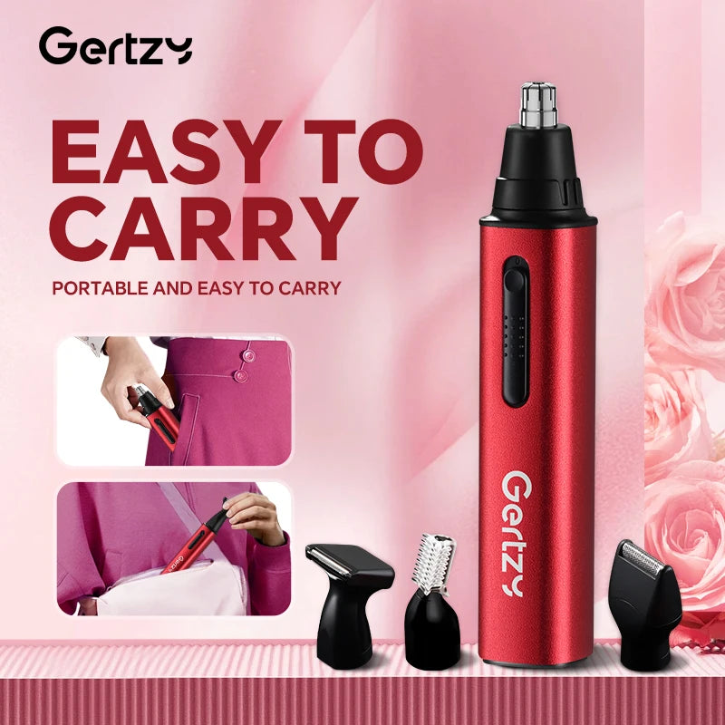 1 kit tondeuse à cheveux rechargeable pour oreilles et nez - chargement USB, 4 têtes interchangeables, design portable pour hommes et femmes