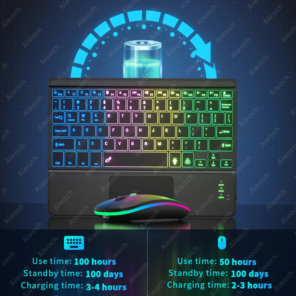 Clavier Android pour tablette rétroéclairée Rechargeable