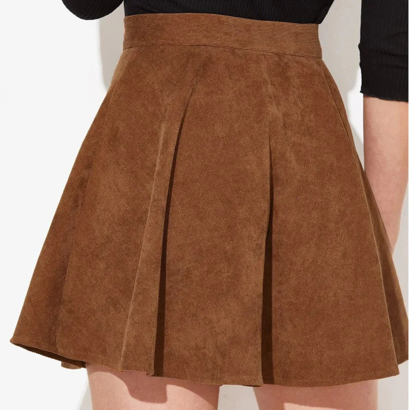 Jupe en velours côtelé pour femmes, mode automne hiver, taille haute, simple boutonnage, Streetwear décontracté, jupes trapèze, 2025
