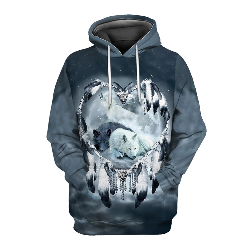 Sweat à capuche Animal Wolf imprimé en 3D pour hommes, sweat à capuche décontracté, vêtements à la mode, quatre saisons, nouveau, 2024