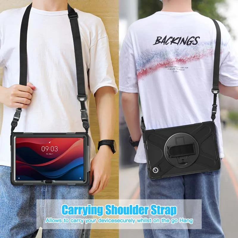 Étui de support pour Lenovo Tab, housse antichoc avec bandoulière