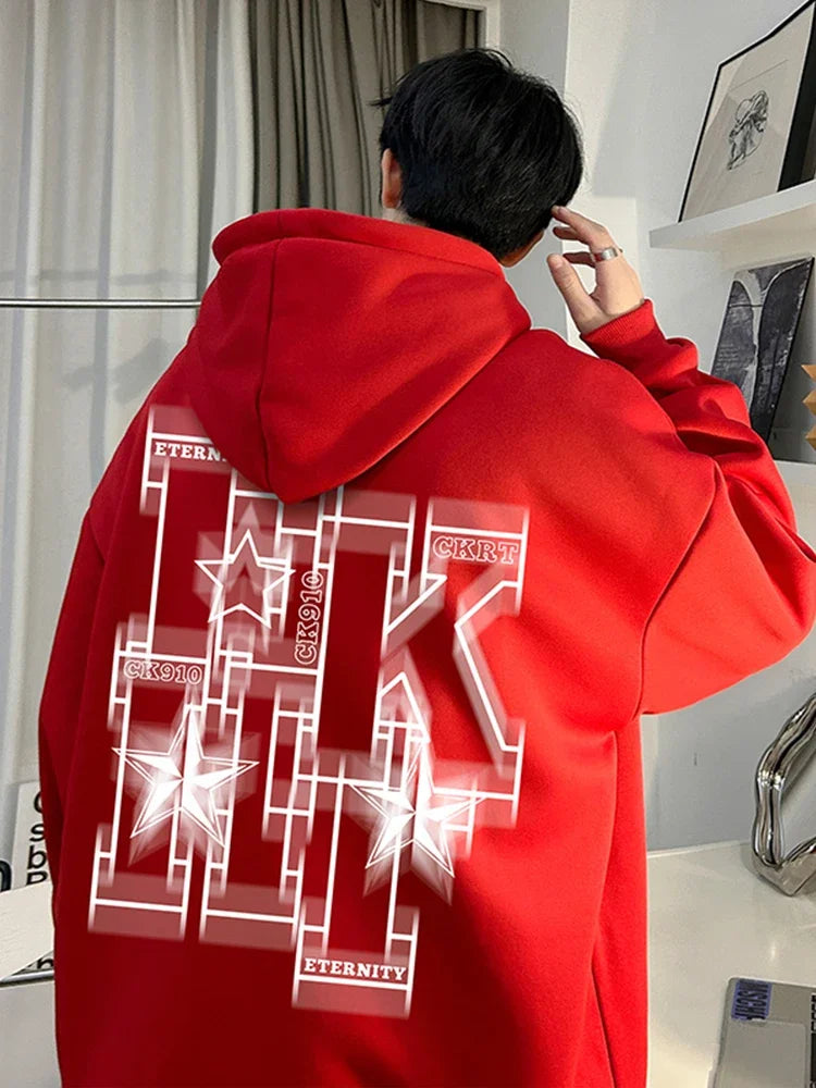 Automne polaire surdimensionné sweats à capuche pour hommes Hip Hop lettre imprimé sweats à capuche 2025 nouveau Y2K Streetwear pull à capuche