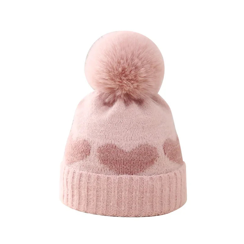 Bonnet épais en acrylique pour tout-petits, chapeaux pour bébés filles, chaud, mignon, coeur, nouveau-né, 0-12 mois, automne, hiver, nouveau, 2023
